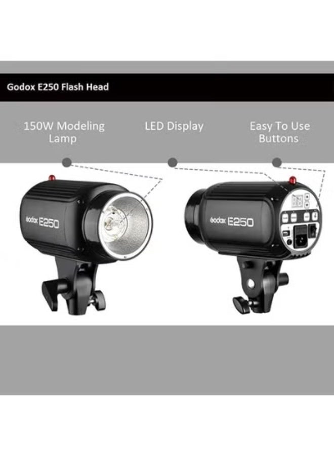 جودوكس GODOX استوديو التصوير المصغر E250 رأس مصباح إضاءة فلاش ستروب، قوة 250 واط، درجة حرارة اللون 5600 كلفن، 110 فولت - Image 4